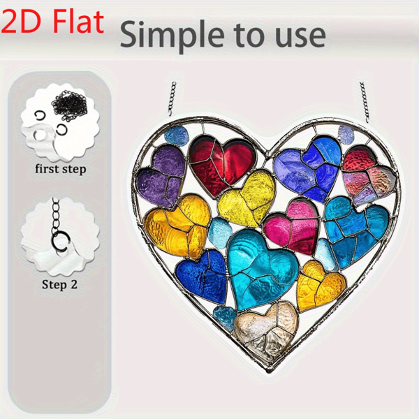 CIFbuy 多彩心形玻璃窗花亚克力装饰品 家居客厅办公室花园装饰 (TikTok、temu下自提)-2