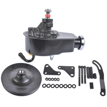 动力转向泵套件 Black Steel Power Steering Pump With Bracket Kit & Pulley Fit for Small Block Chevy 265 283 305 327 350 383 and 400 Engines