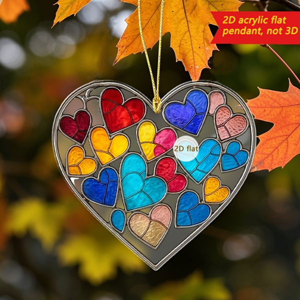 CIFbuy波西米亚风格多彩亚克力心形阳光捕捉器窗户墙壁装饰节日礼品(TikTok、temu下自提)-4