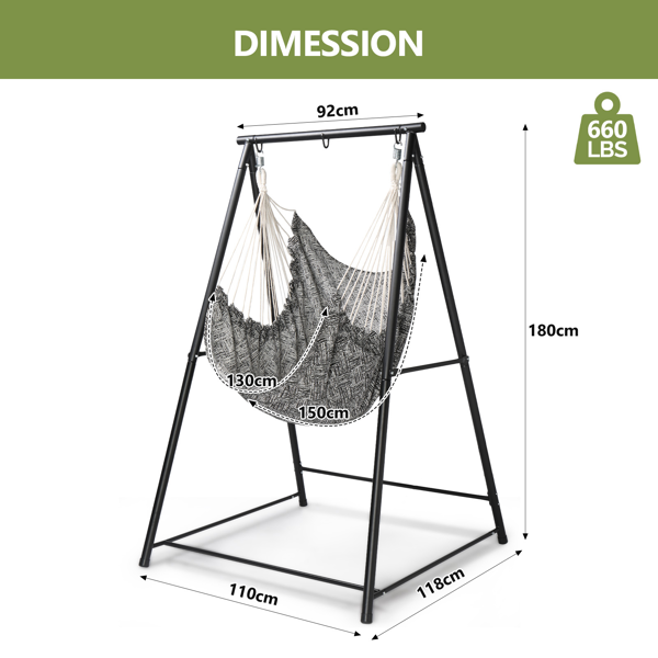 112*113*180CM 黑色架子+黑白提花色布吊椅 2个抱枕 配2个S弹簧钩 吊椅套装-3