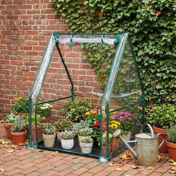 36*36*42in  透明PVC 墨绿色铁管 尖顶 带PE地垫 带拉链卷门-17