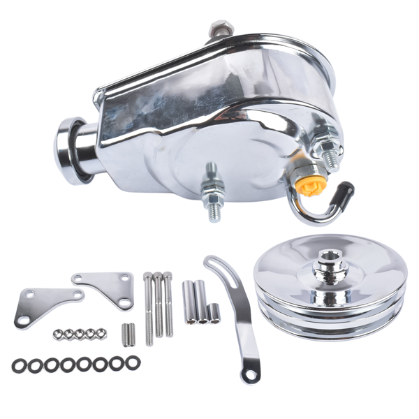 动力转向泵套件 Power Steering Pump Bracket Kit and 2 Groove Keyway Pulley Fit for Small Block Chevy 265 283 305 327 350 383 and 400 Engines-5