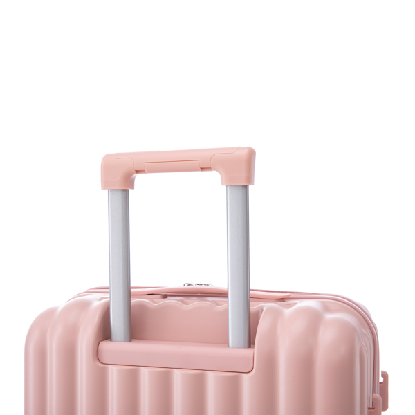20英寸/24英寸/28英寸三件套ABS材质万向轮拉杆箱，登机箱，带杯架、USB接口和手机支架（粉色）-2
