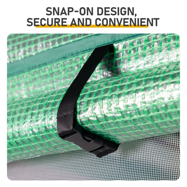 8*12FT PE布花房 绿色PE布 黑底银花铁管 一键尖顶 两侧带双窗户 带对侧双拉链卷门带小窗 带地钉风绳-6