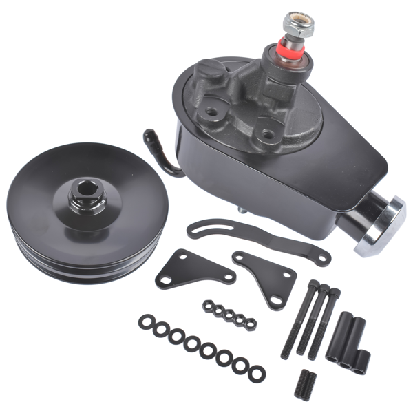 动力转向泵套件 Saginaw Power Steering Pump Bracket Kit & 2 Groove Keyway Pulley Fit for Small Block Chevy 265 283 305 327 350 383 and 400 Engines-2