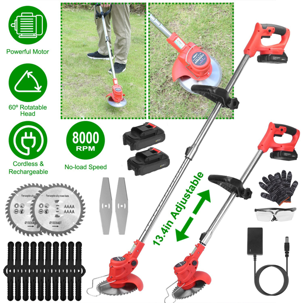 （自提可发加拿大，temu&tk下自提单）8000 转/分钟动力强劲，杆子可在 37 英寸至 50.4 英寸之间自由调节的伸缩式杂草修剪机/无刺草坪修剪机/灌木丛修剪机，适用于花园庭院-2