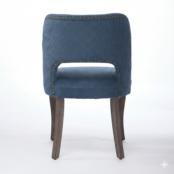 两把装木质餐椅，现代布艺软垫餐椅，厨房椅，乡村风格餐椅，蓝色-6