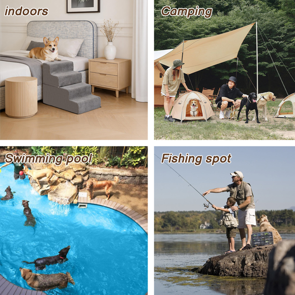 28.3*15.7*19.5inch 方形 上下4阶  灰色 28D海绵+玉米绒 衬布可拆卸 宠物爬梯-10