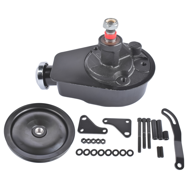 动力转向泵套件 Black Steel Power Steering Pump With Bracket Kit & Pulley Fit for Small Block Chevy 265 283 305 327 350 383 and 400 Engines-7