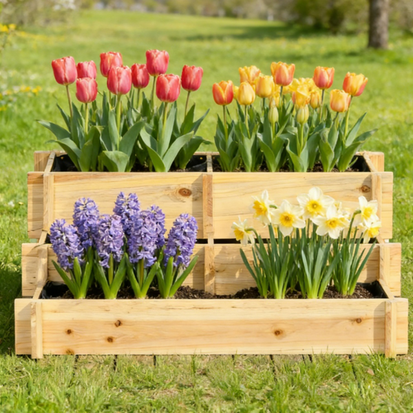 高架花园床/木制花盆 /木材种植箱-7
