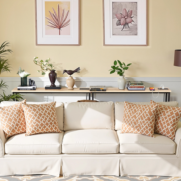 【同款编码：15819281】橡木色 2件装 三胺+铁 200*15*79cm 玄关桌 带排插（美标）-10