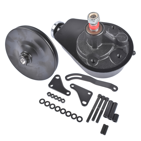 动力转向泵套件 Black Steel Power Steering Pump With Bracket Kit & Pulley Fit for Small Block Chevy 265 283 305 327 350 383 and 400 Engines-6