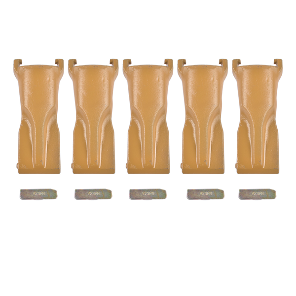斗齿 5 Pack V23SYL Dirt Teeth V Style Bucket Tooth with V23PN Flex Pins Yellow Fit for Backhoe Loader Crane-1