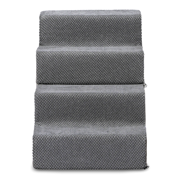 28.3*15.7*19.5inch 方形 上下4阶  灰色 28D海绵+玉米绒 衬布可拆卸 宠物爬梯-8