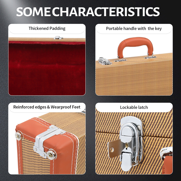 PVC 方形 电贝司皮盒 P贝司/Jazz/IB/火焰贝司 黄棕-7