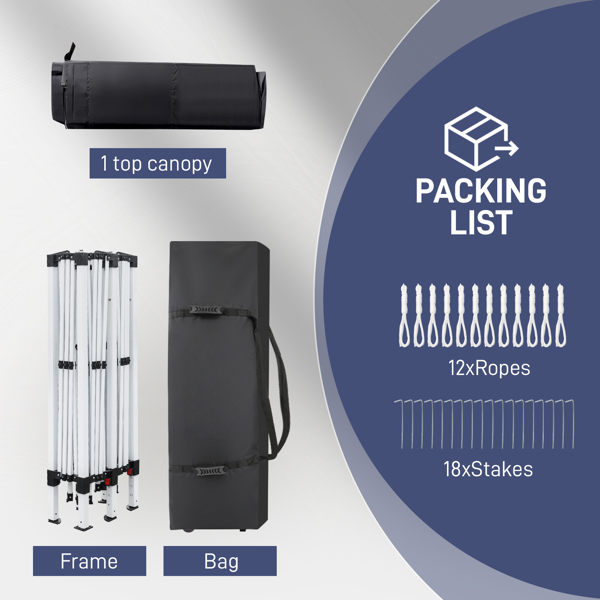 10*20ft  黑色  一键撑开  无围布  28/22MM脚管 10X20MM交叉杆 折叠棚  210D牛津布  喷塑铁管 配拎包 无沙袋-12