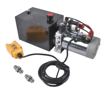 液压泵 Hydraulic Power Unit 6 Quart Single Acting Dump Trailer Hydraulic Pump 3200PSI 2.0 GPM 12V DC 1.6KW SAE #6 Port