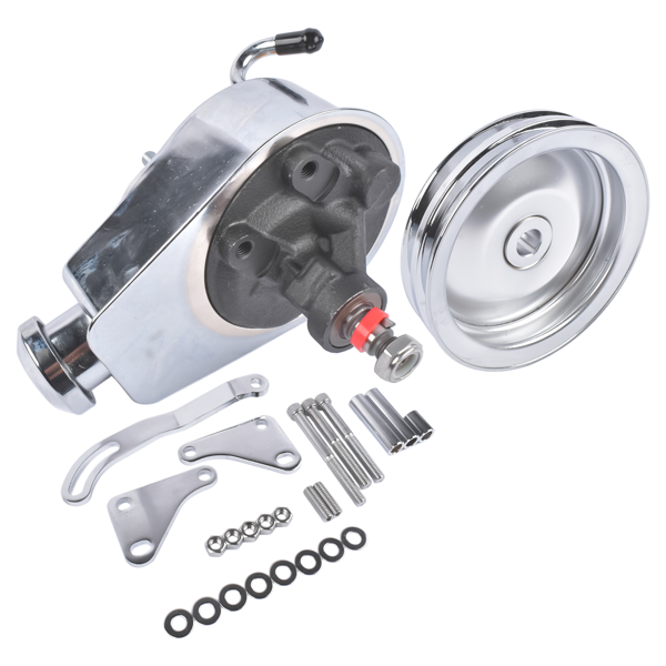 动力转向泵套件 Power Steering Pump Bracket Kit and 2 Groove Keyway Pulley Fit for Small Block Chevy 265 283 305 327 350 383 and 400 Engines-7