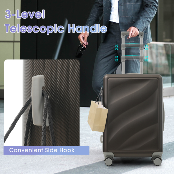 三件套行李箱，轻便耐用的ABS材质，配备万向轮和TSA海关锁，包含登机箱和托运行李箱（20英寸/24英寸/28英寸）-20