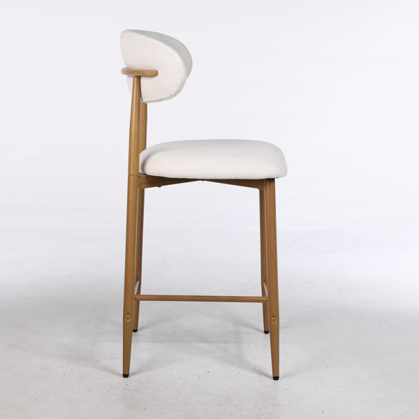 吧台椅套装（2个），软垫吧台椅，现代风格，金属椅腿，适用于厨房岛台和餐厅，米色-3