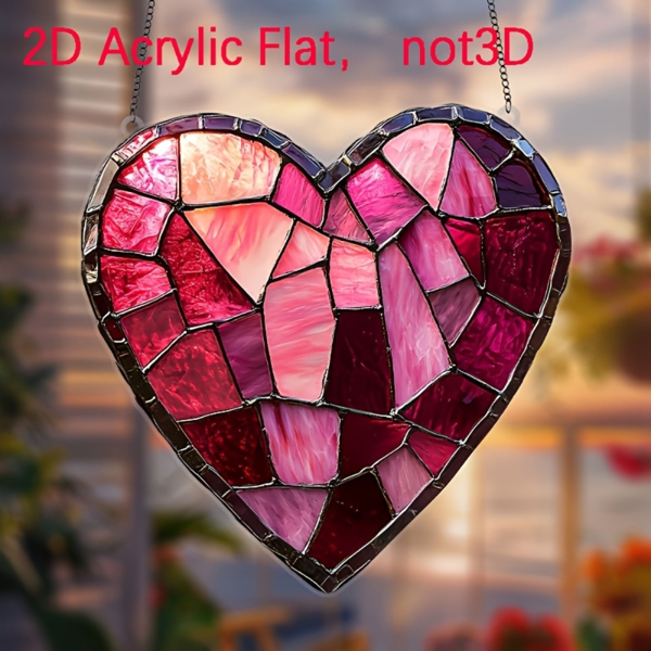 CIFbuy彩绘玻璃风格亚克力爱心窗饰挂件 家居装饰节日礼物（TikTok、temu下自提）-5