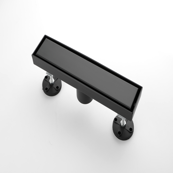 12英寸线性淋浴地漏，带二合一平面/嵌砖两用可拆卸盖板，304不锈钢材质，配毛发过滤网与调平脚，哑光黑色-1