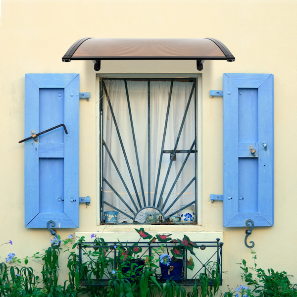 【同款编码：43420714】100*100cm 棕色板黑色支架 雨篷 ABS支架 一片式阳光板 前后铝条-24