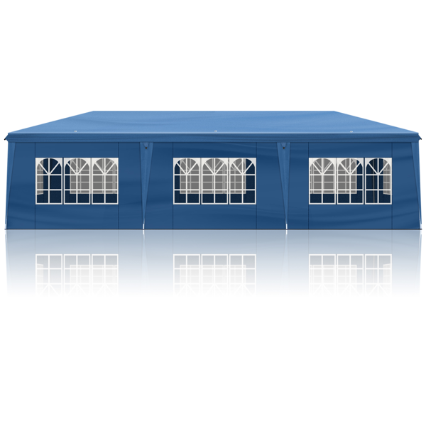 10*30ft  蓝色  8片面-6个窗2个门  折叠棚 牛津布 白色喷塑框架  配8个沙袋 配拖轮包-8