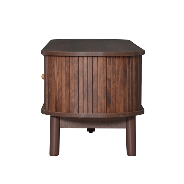 现代简约电视柜，适用于75英寸电视，带藤编抽屉的媒体控制台电视柜，适合客厅使用，配备1个抽屉和2个推拉门式储物柜。-6