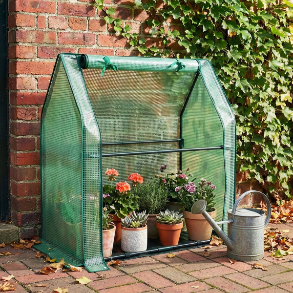 36*18*33in PE布花房 绿色PE布 墨绿色铁管 尖顶 带PE地垫 带拉链卷门-21