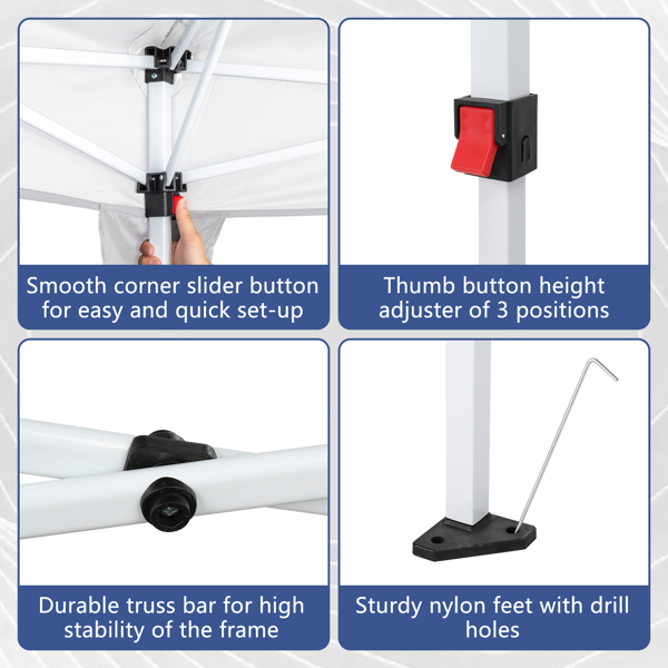10*30ft 白色  8片面-6个窗2个门  折叠棚 牛津布 白色喷塑框架  配8个沙袋 配拖轮包-15