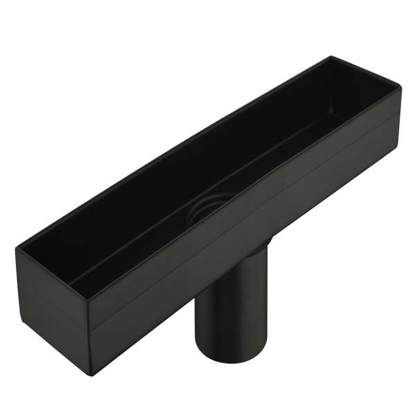 12英寸线性淋浴地漏，带可拆卸方格纹格栅，304不锈钢材质，配毛发过滤网与调平脚，哑光黑色-8