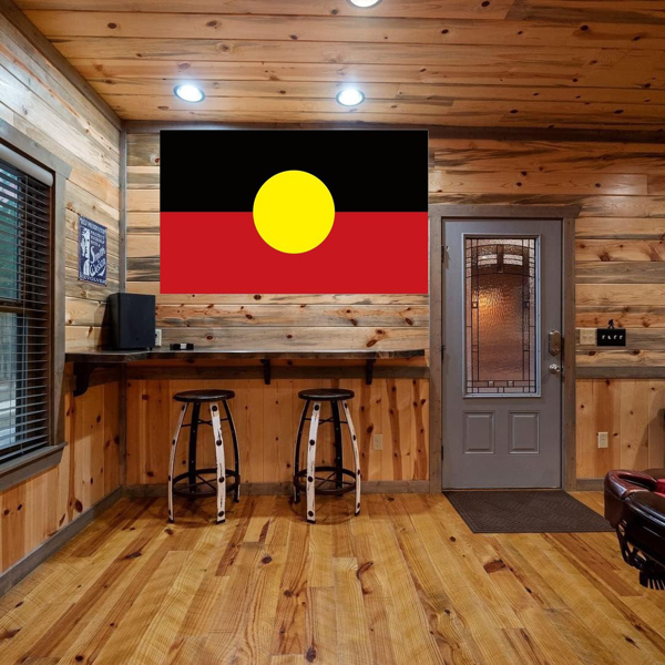 原住民旗帜 150x90 厘米 铜质扣环 澳大利亚原住民户外旗帜-5