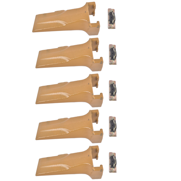 斗齿 5Pk Bucket Teeth with Flex Pins Yellow V17SYL V17PN Fit for Backhoe Loader Excavator-3