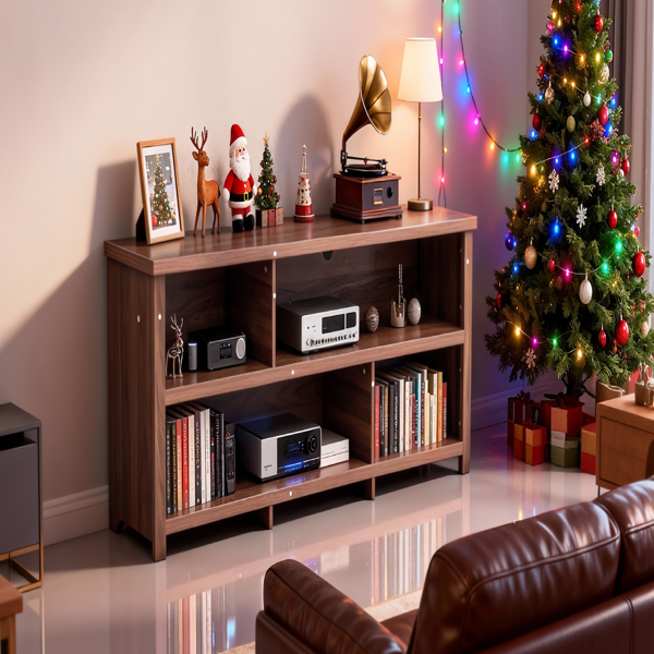 深棕色 刨花板 假厚 178*40*61cm 双层 电视柜-9