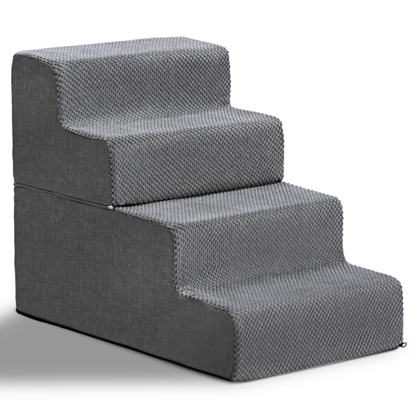 28.3*15.7*19.5inch 方形 上下4阶  灰色 28D海绵+玉米绒 衬布可拆卸 宠物爬梯-6