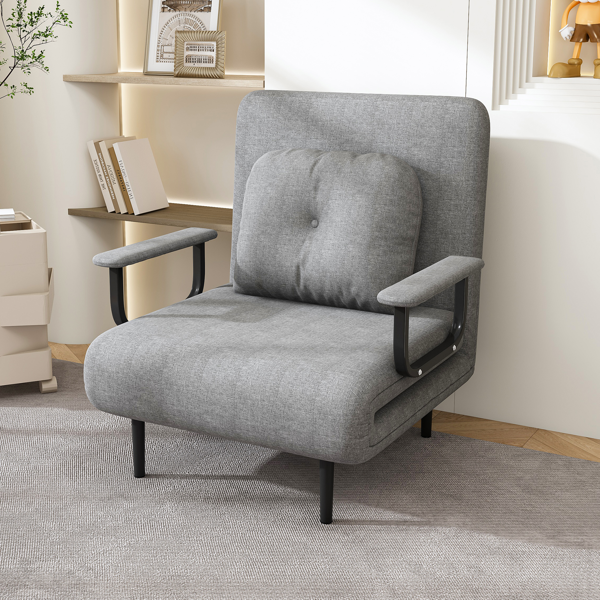 五合一折叠沙发床/多功能转换椅 - 五档可调节靠背，带枕头，节省空间，适用于客厅、卧室和办公室（灰色）-18