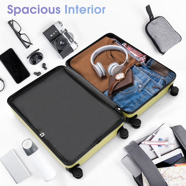 三件套行李箱，轻便耐用的ABS材质，配备万向轮和TSA海关锁，包含登机箱和托运行李箱（20英寸/24英寸/28英寸）-19