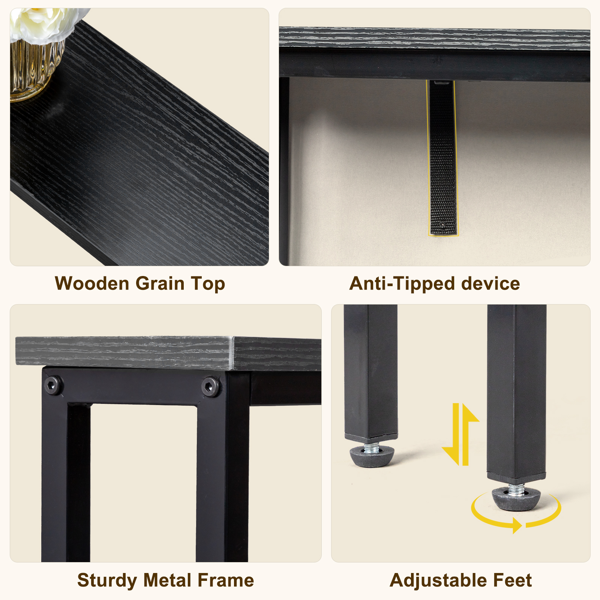 【同款编码：08954088】黑色 2件装 三胺+铁 200*15*79cm 玄关桌 带排插（美标）-7