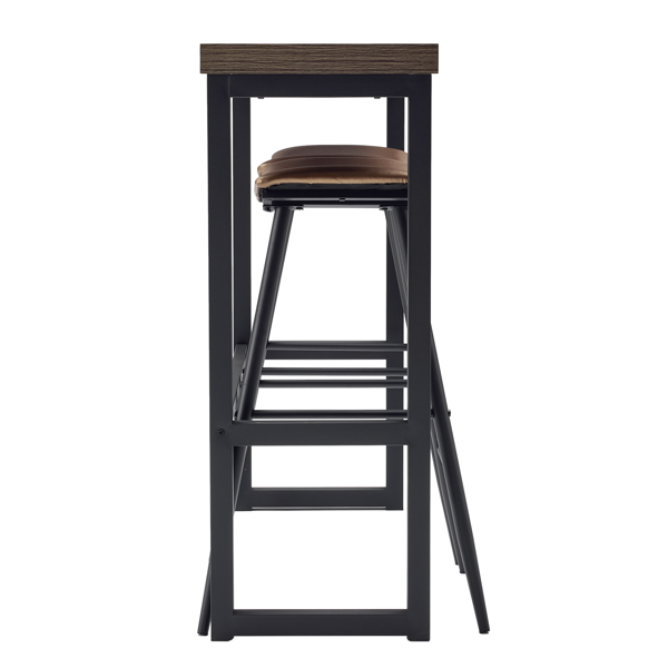 1桌2椅  灰色 120*39*100cm 吧桌椅套装 弧形椅面 5cm空心板+铁+PU-4