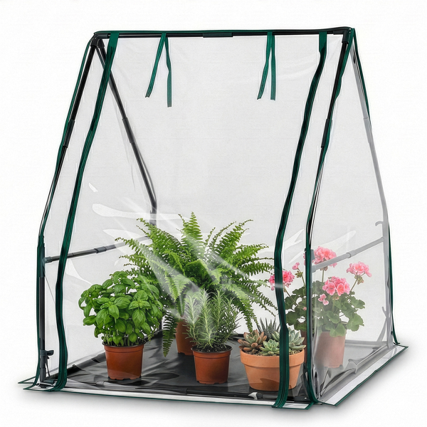 36*36*42in  透明PVC 墨绿色铁管 尖顶 带PE地垫 带拉链卷门-18