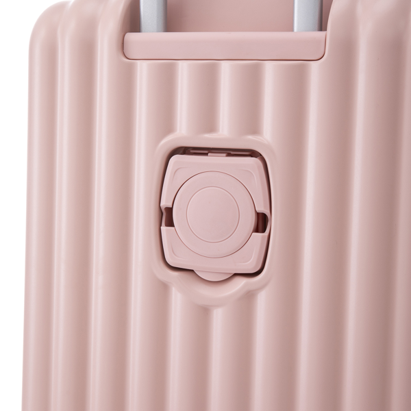 20英寸/24英寸/28英寸三件套ABS材质万向轮拉杆箱，登机箱，带杯架、USB接口和手机支架（粉色）-8