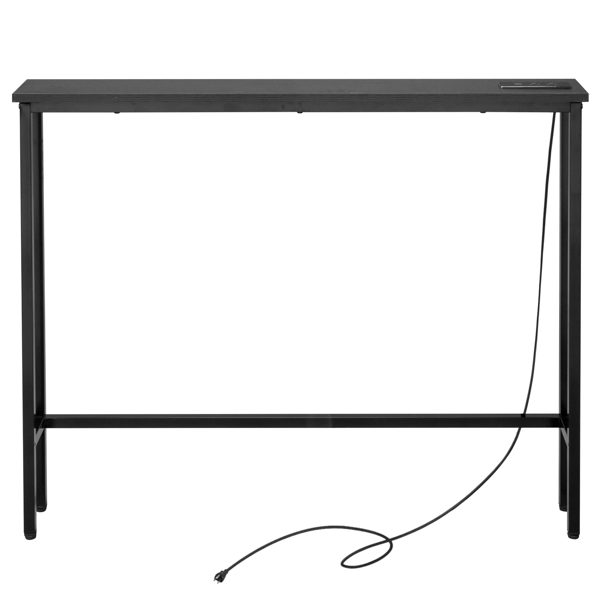 【旧编码：05723716】黑色 1件装 三胺+铁 100*15*79cm 玄关桌 带排插（美标）-3