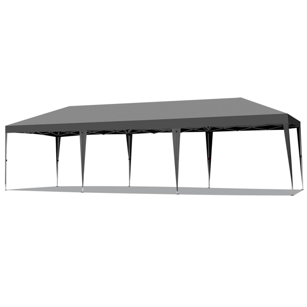 10*30ft 深灰色 8片面-2个门 折叠棚 牛津布 白色喷塑框架-4