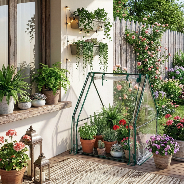 36*36*42in  透明PVC 墨绿色铁管 尖顶 带PE地垫 带拉链卷门-22