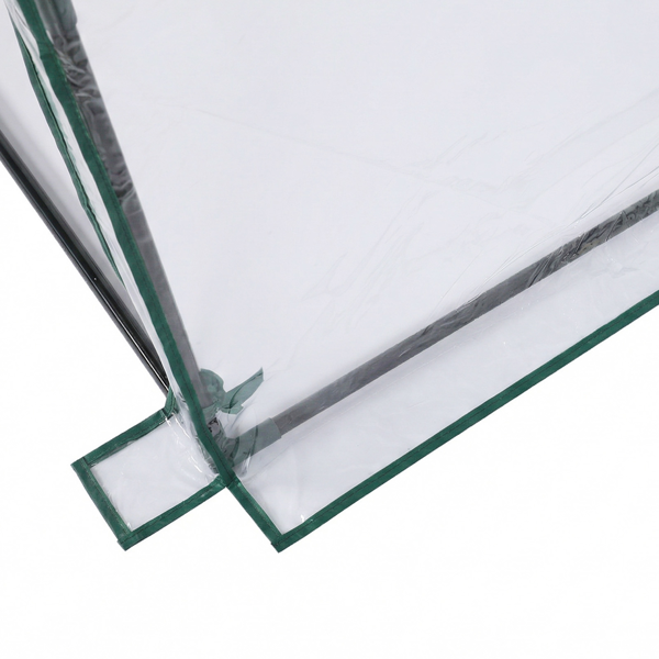 106*36*36in  透明PVC 墨绿色铁管 尖顶 三间 带三拉链卷门-2