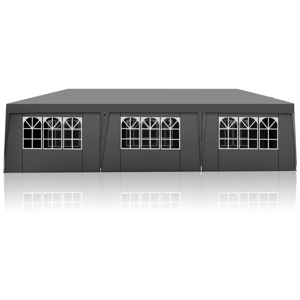 10*30ft 深灰色 8片面-2个门 折叠棚 牛津布 白色喷塑框架-5