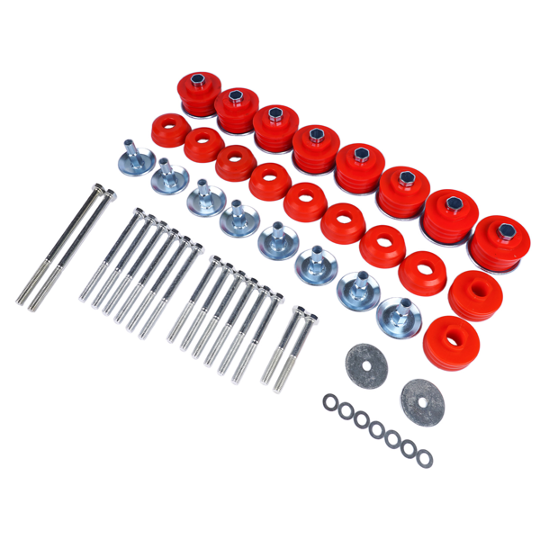 车身衬套套件 Body Cab Mount Bushings Kit Replacement for Ford F250 F350 Super Duty 1999-2007, Steel Sleeves & Hardware, Red, KF04058BK-5