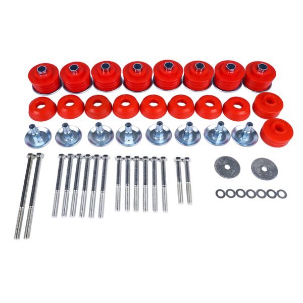 车身衬套套件 Body Cab Mount Bushings Kit Replacement for Ford F250 F350 Super Duty 1999-2007, Steel Sleeves & Hardware, Red, KF04058BK-1