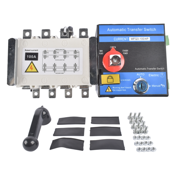 双电源自动转换开关 Industrial Automatic Transfer Switch 4P 100A 110V or 220V Plastic Copper Steel White and Black-5